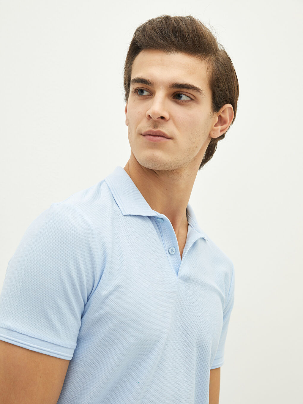 Mavi Polo Yaka Kısa Kollu Penye Erkek Tişört