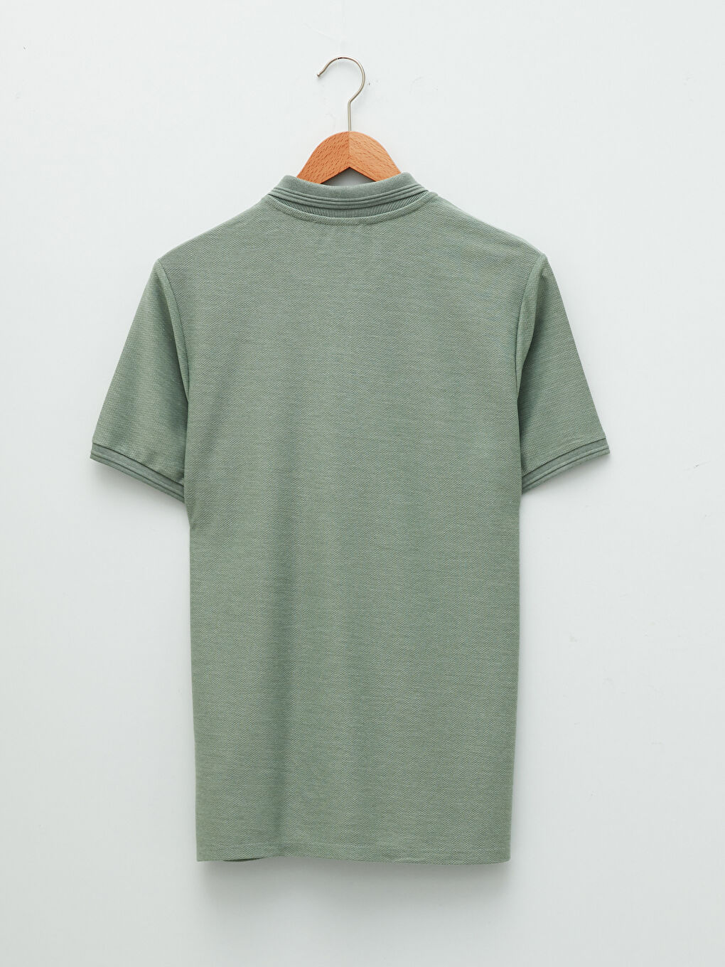 Yeşil Polo Yaka Kısa Kollu Penye Erkek Tişört-6