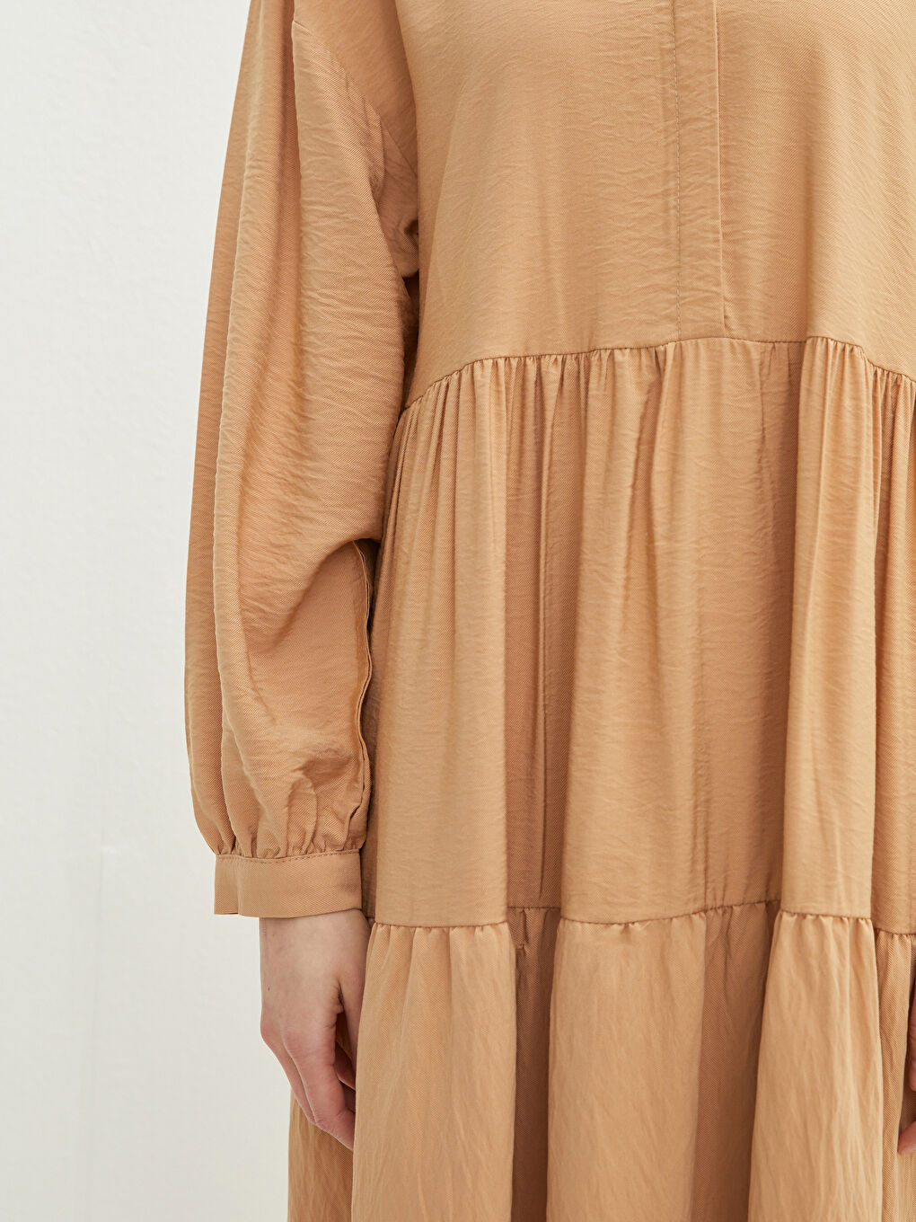 Plain Long Sleeve Dobby Women's Shirt Dress -S23695Z8-GGK
