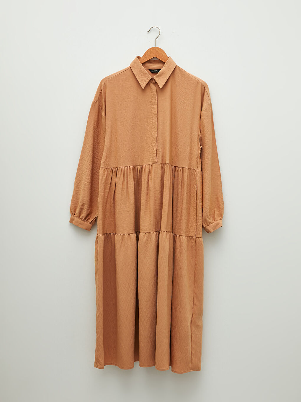 Plain Long Sleeve Dobby Women's Shirt Dress -S23695Z8-GGK