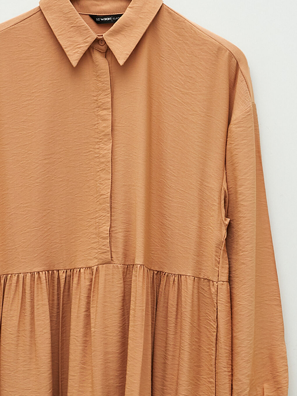 Plain Long Sleeve Dobby Women's Shirt Dress -S23695Z8-GGK