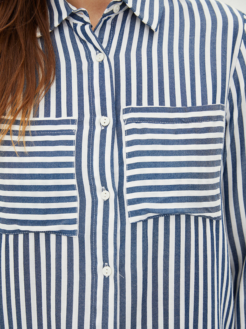 Striped Long Sleeve Crepe Women's Shirt Tunic-2