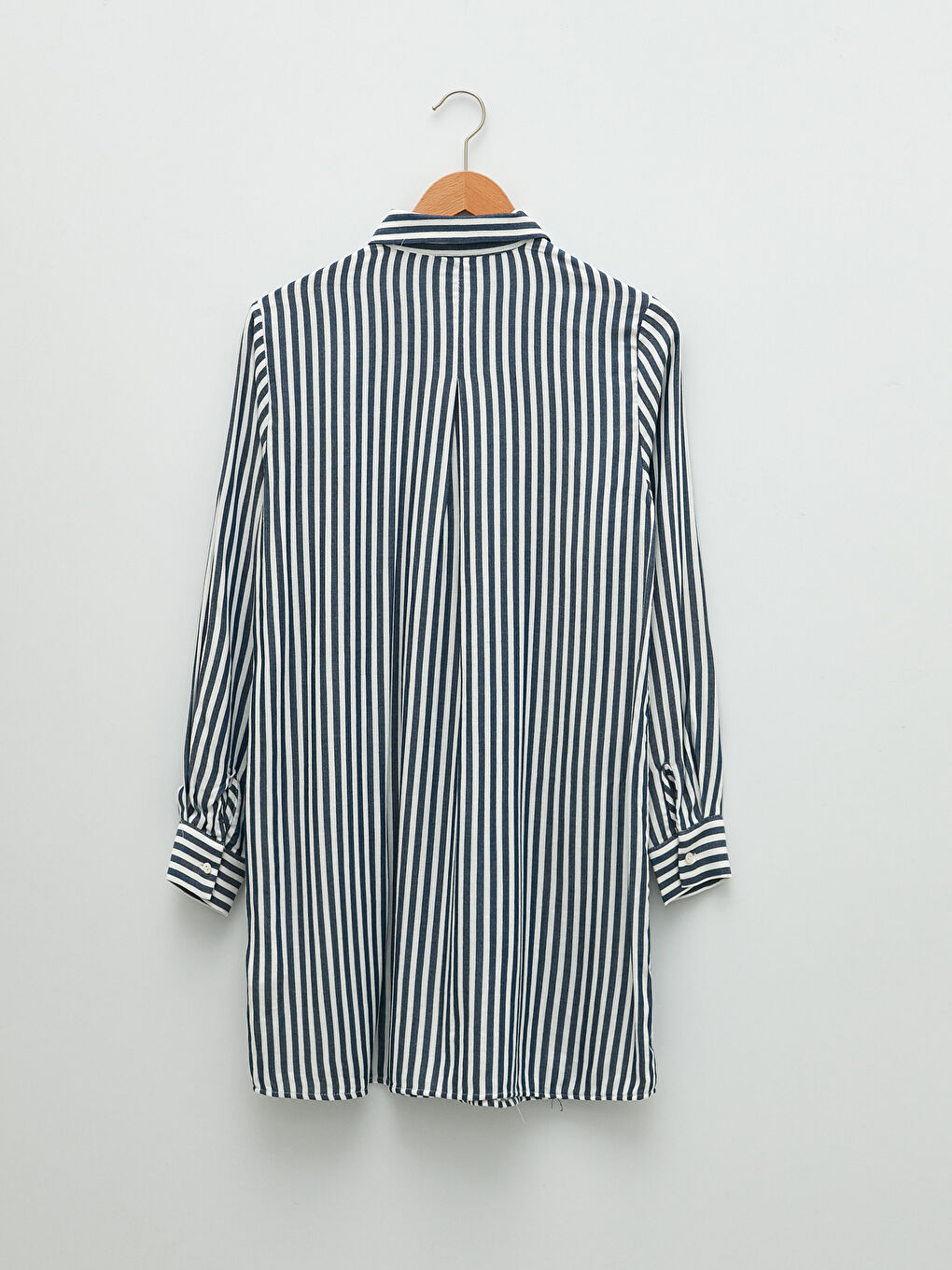 Striped Long Sleeve Crepe Women's Shirt Tunic-5