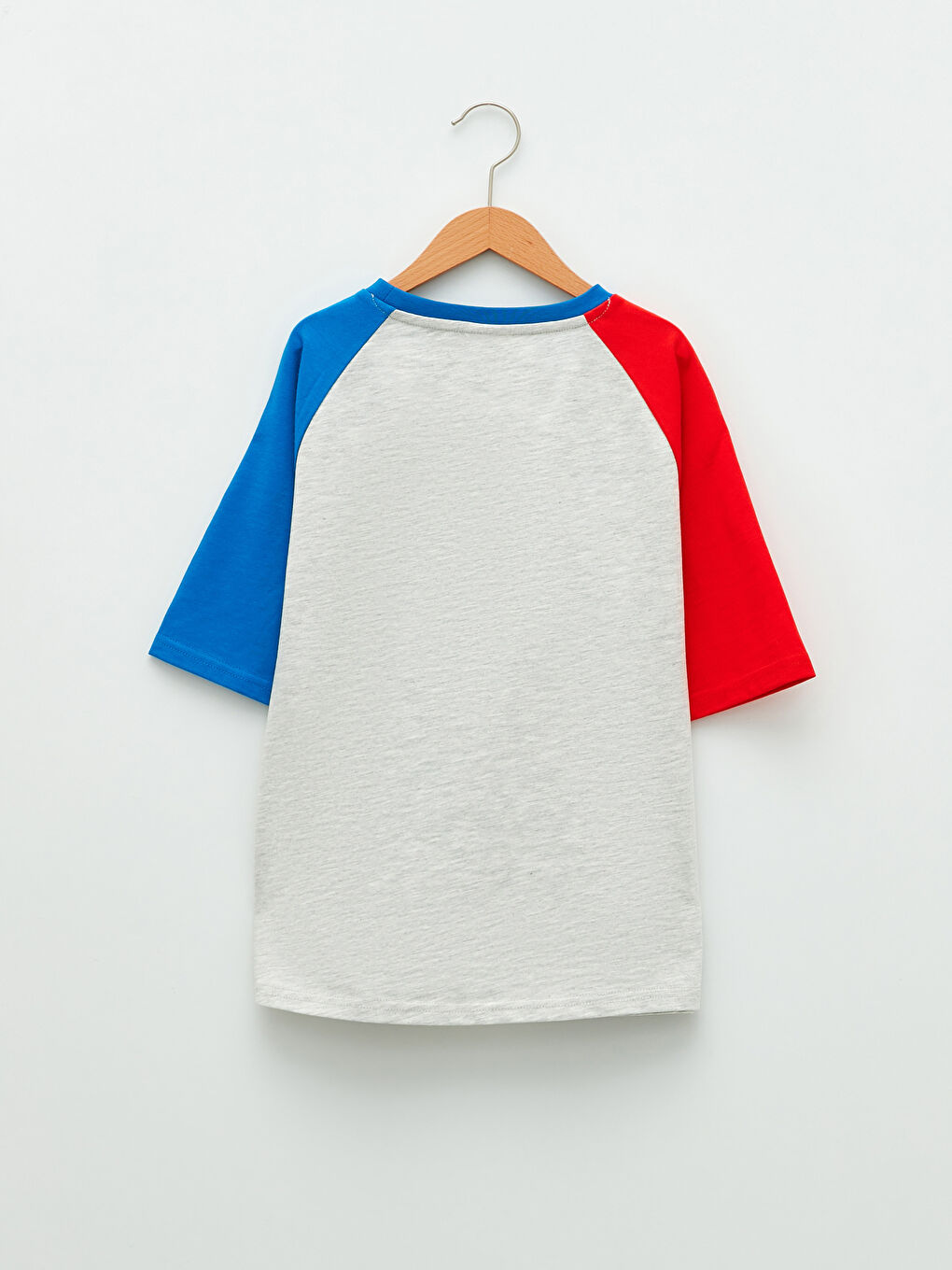 Gri Bisiklet Yaka Nostaljik Maymun Baskılı Kısa Kollu Erkek Çocuk Tişört-1