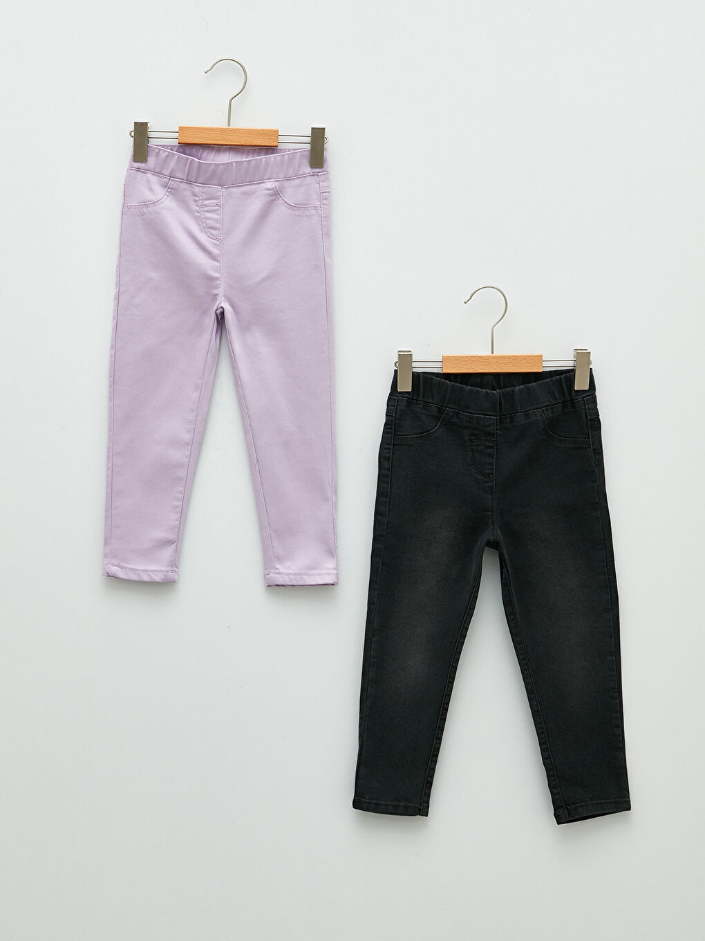 LCW baby Lila Beli Lastikli Basic Kız Bebek Pantolon 2'li