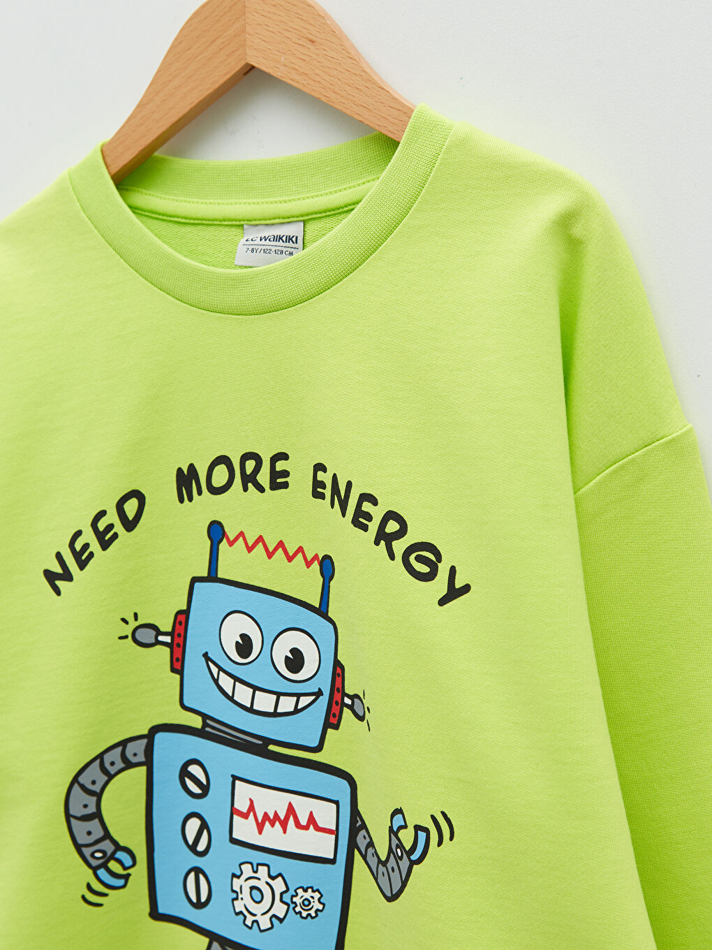 Yeşil Bisiklet Yaka Baskılı Uzun Kollu Erkek Çocuk Sweatshirt-2