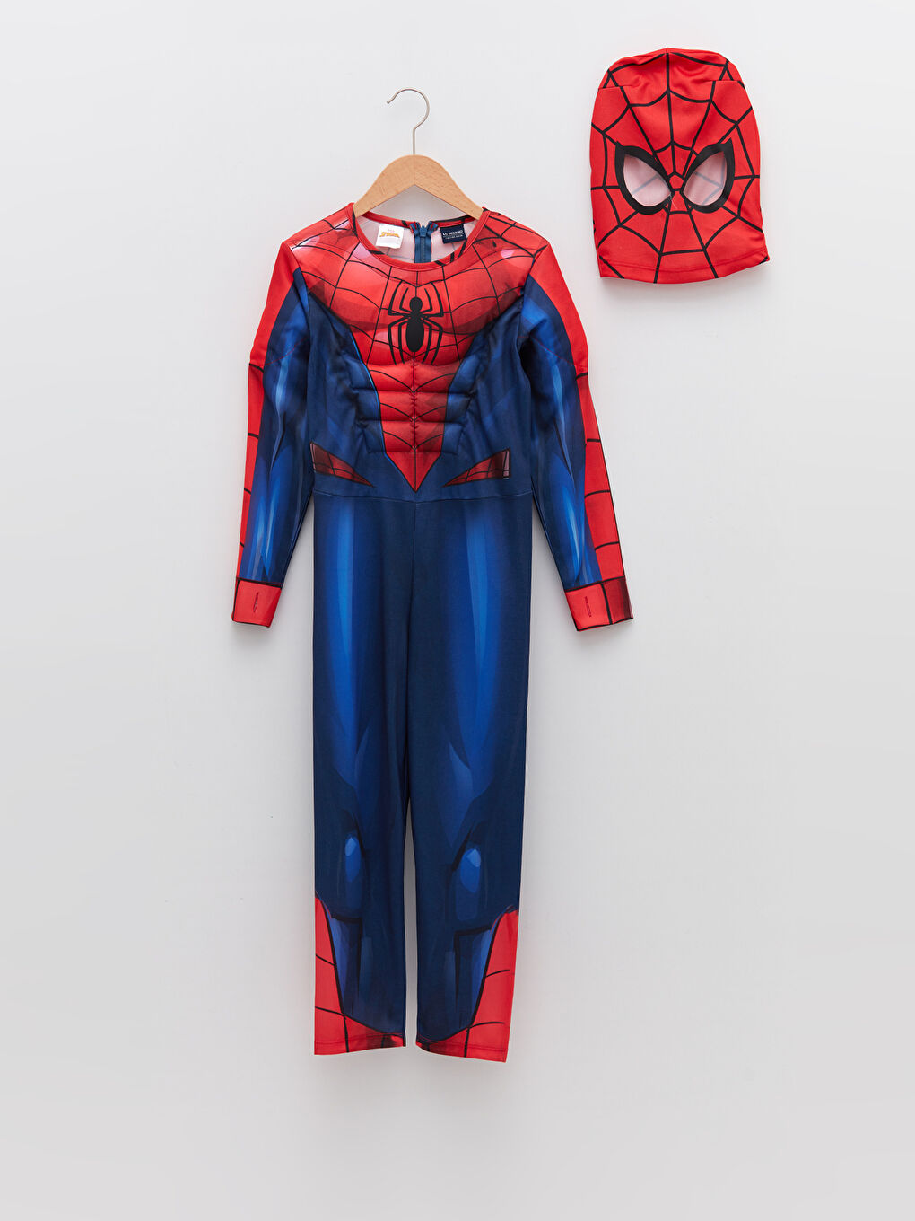 Kırmızı Bisiklet Yaka Uzun Kollu Erkek Çocuk Spider-Man Kostüm ve Maske