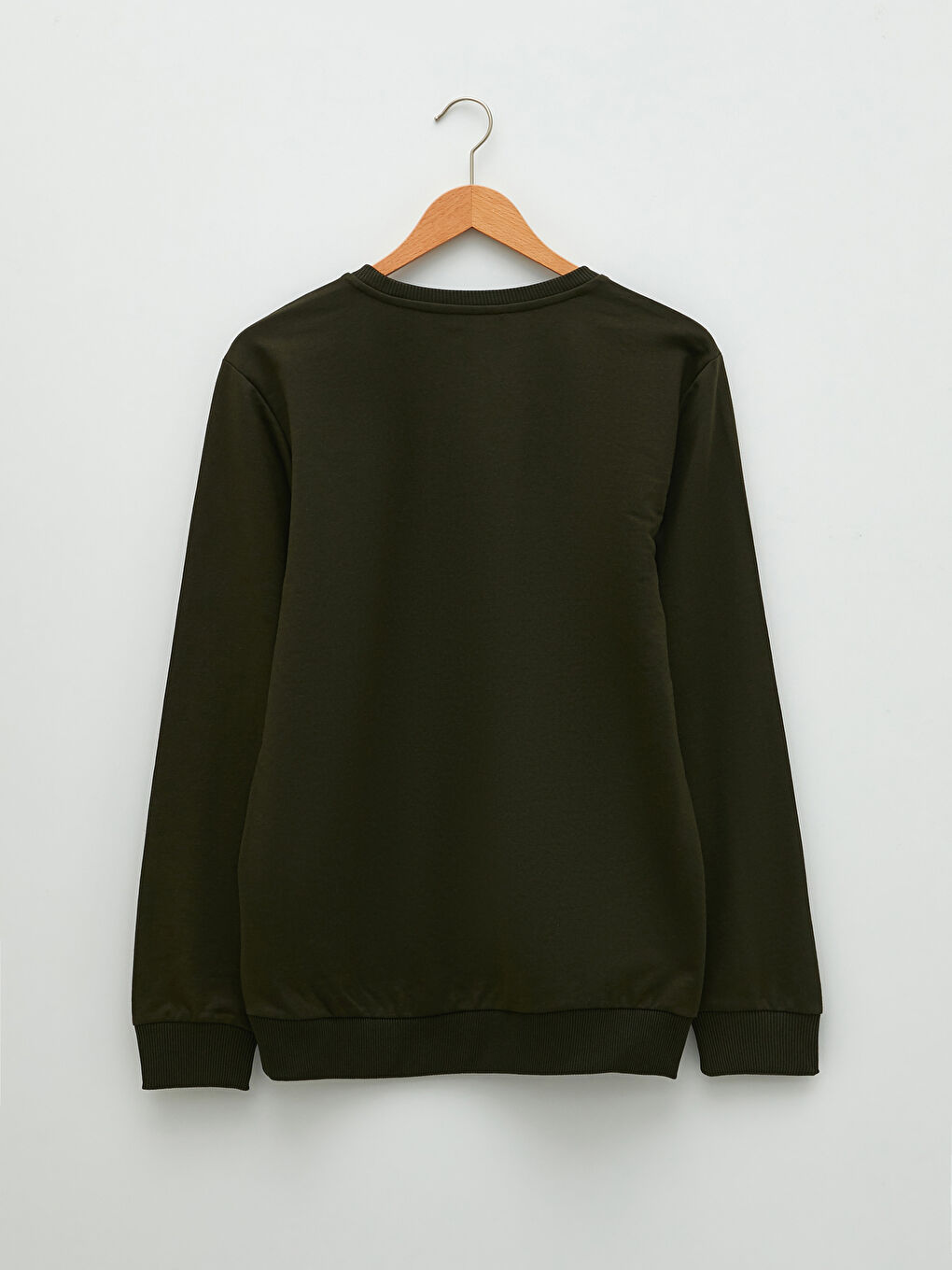 Haki Bisiklet Yaka Uzun Kollu Baskılı Erkek Sweatshirt-1