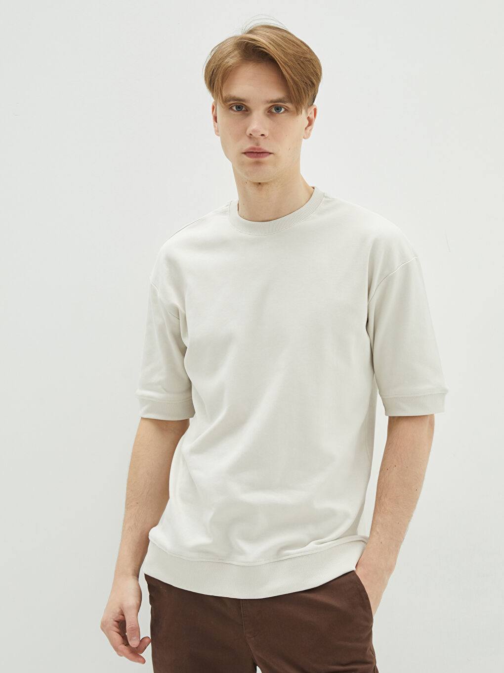 Oversize Crew Neck Short Sleeve Men's Sweatshirt-1