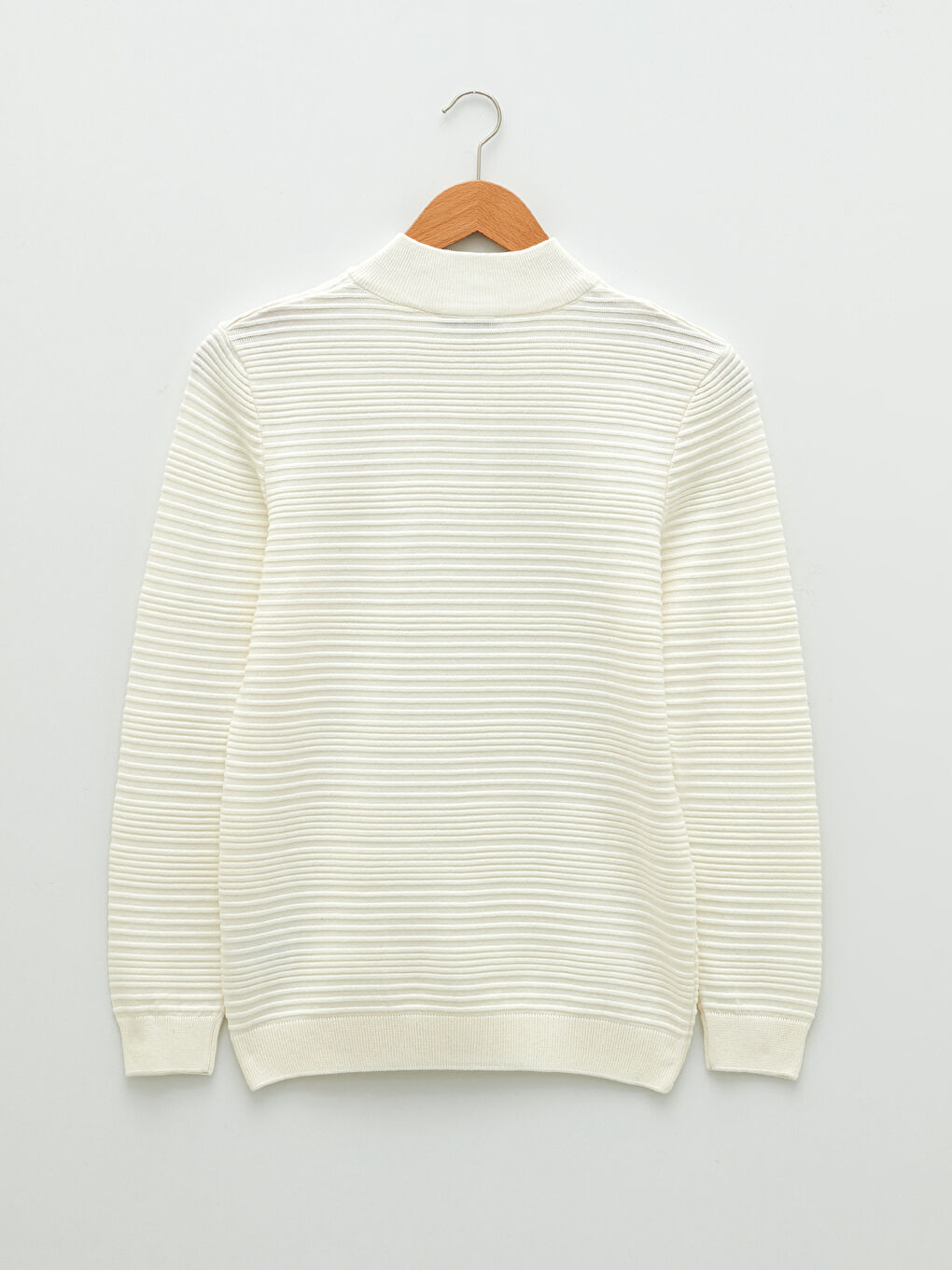 Ekru Yarım Balıkçı Yaka Uzun Kollu Erkek Triko Kazak-6