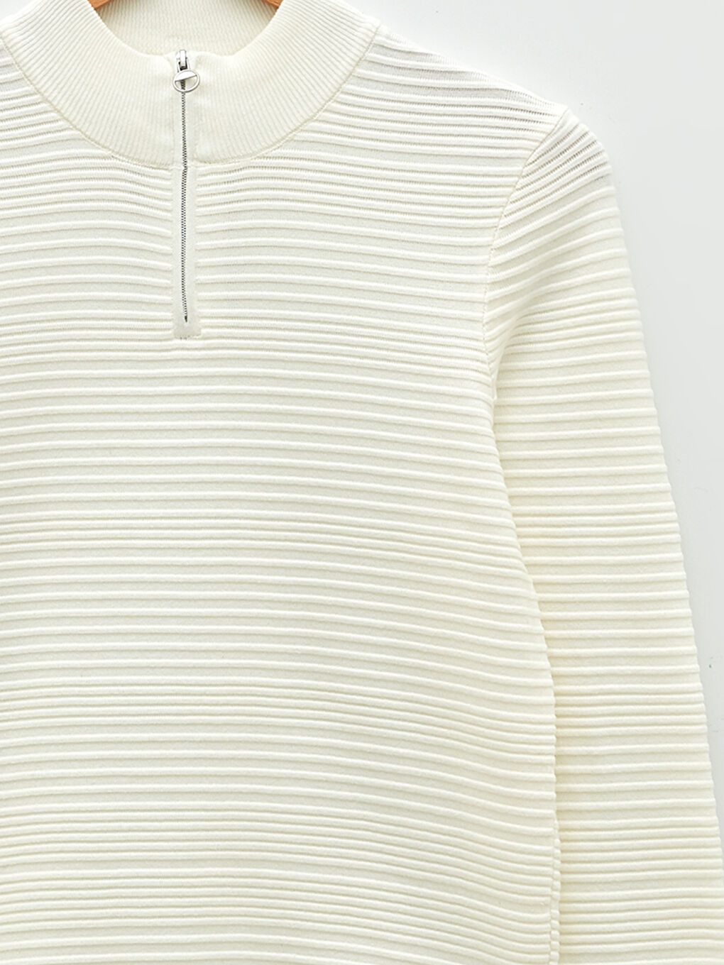 Ekru Yarım Balıkçı Yaka Uzun Kollu Erkek Triko Kazak-7