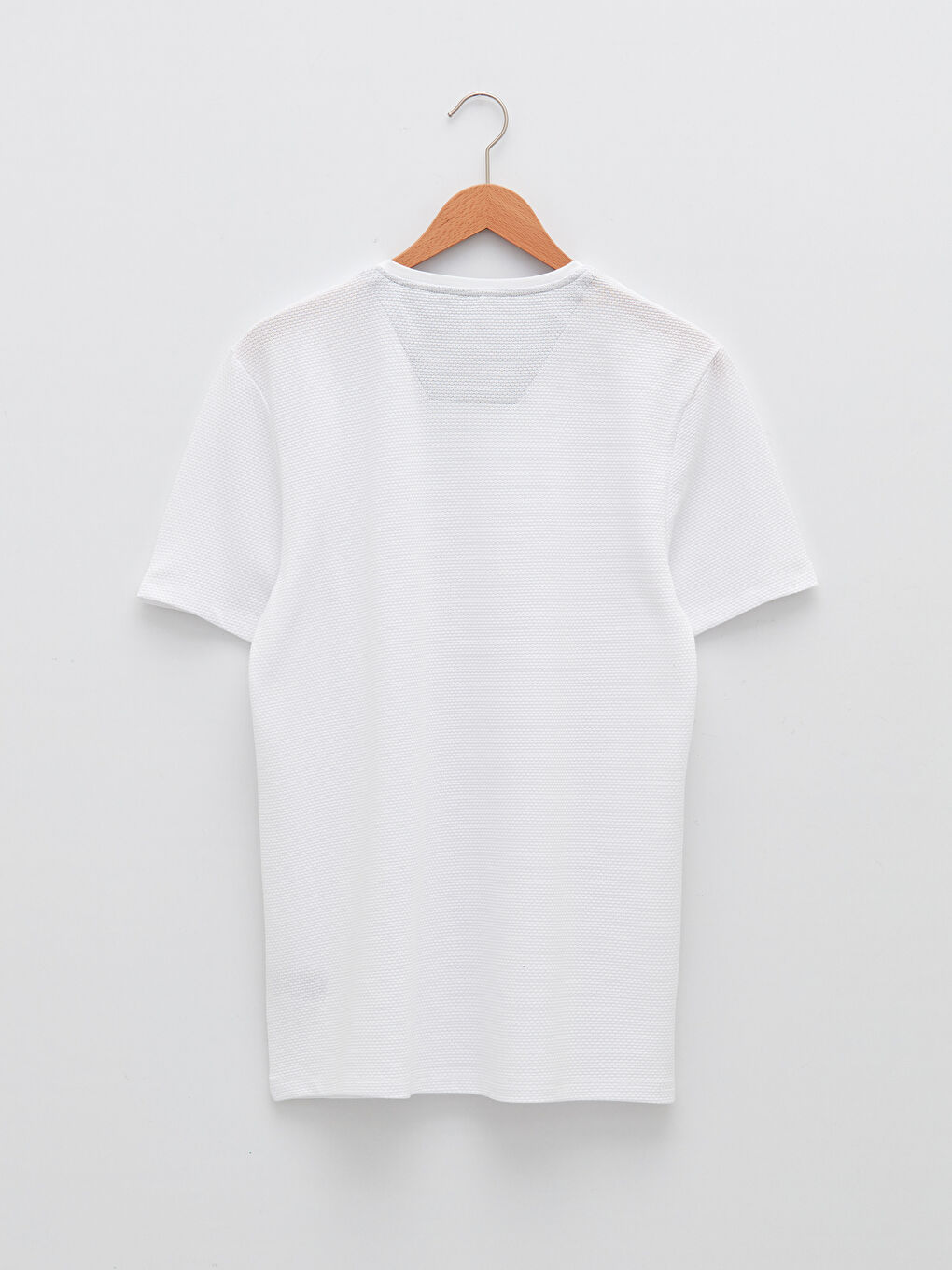 Beyaz Bisiklet Yaka Kısa Kollu Erkek Tişört-6