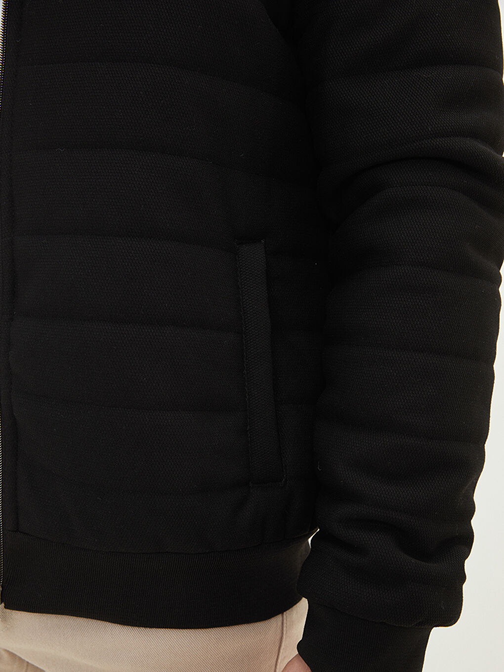 Siyah Slim Fit Dik Yaka Erkek Mont-4