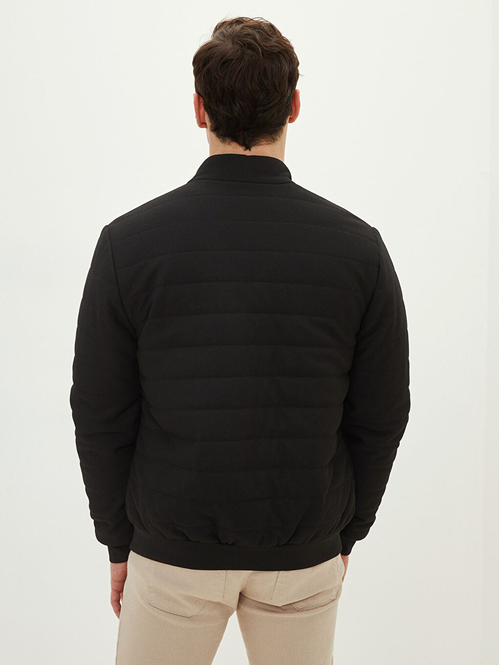 Siyah Slim Fit Dik Yaka Erkek Mont-6