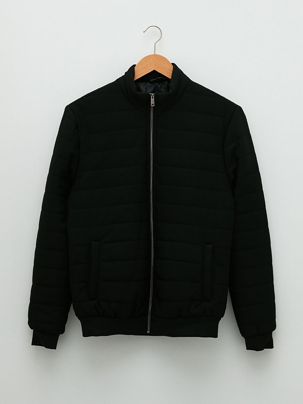 Siyah Slim Fit Dik Yaka Erkek Mont-7