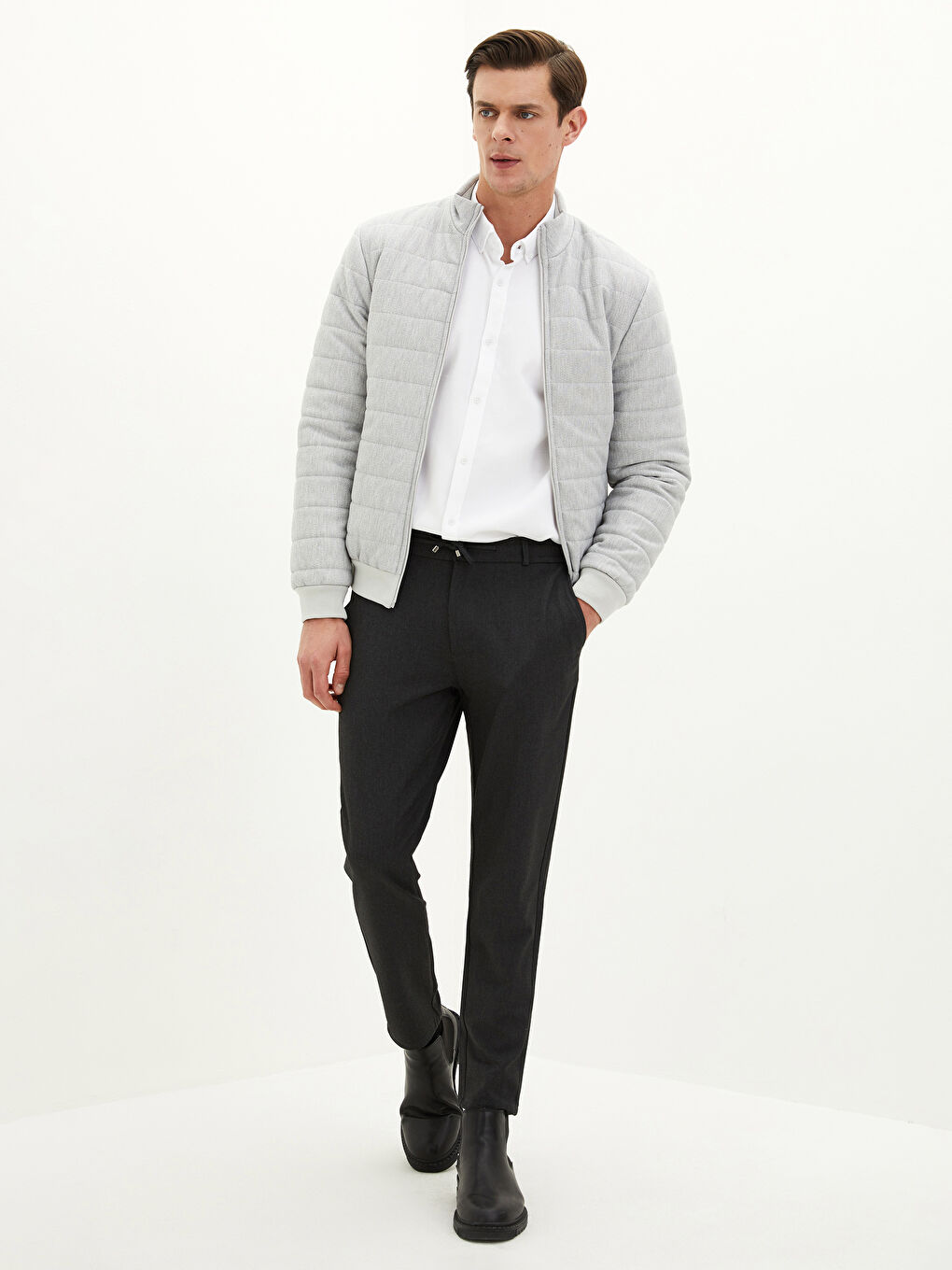 LCW Vision Gri Slim Fit Dik Yaka Erkek Mont - 2