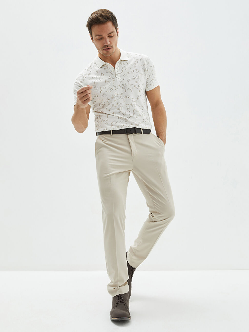 Футболка Мужская Поло Воротник Короткий Рукав Узорчатая Пике-2