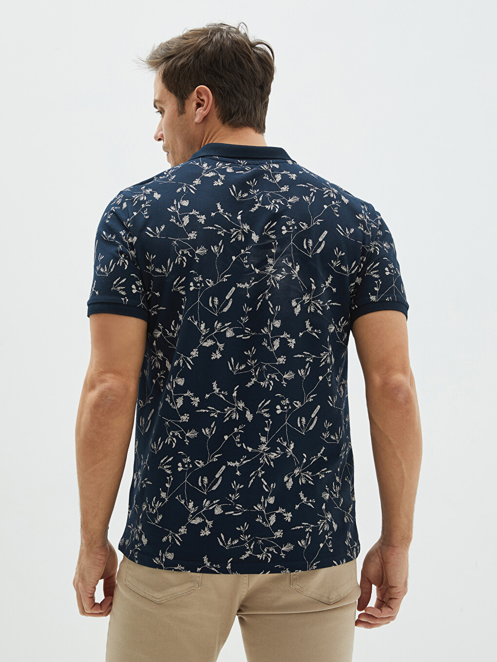 Tricou Polo Guler Mânecă Scurtă Cu Model Pique Pentru Bărbați-4