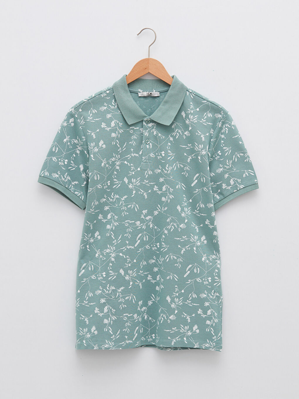 Polo Neck Short Sleeve Patterned Pique Men's T-Shirt-5