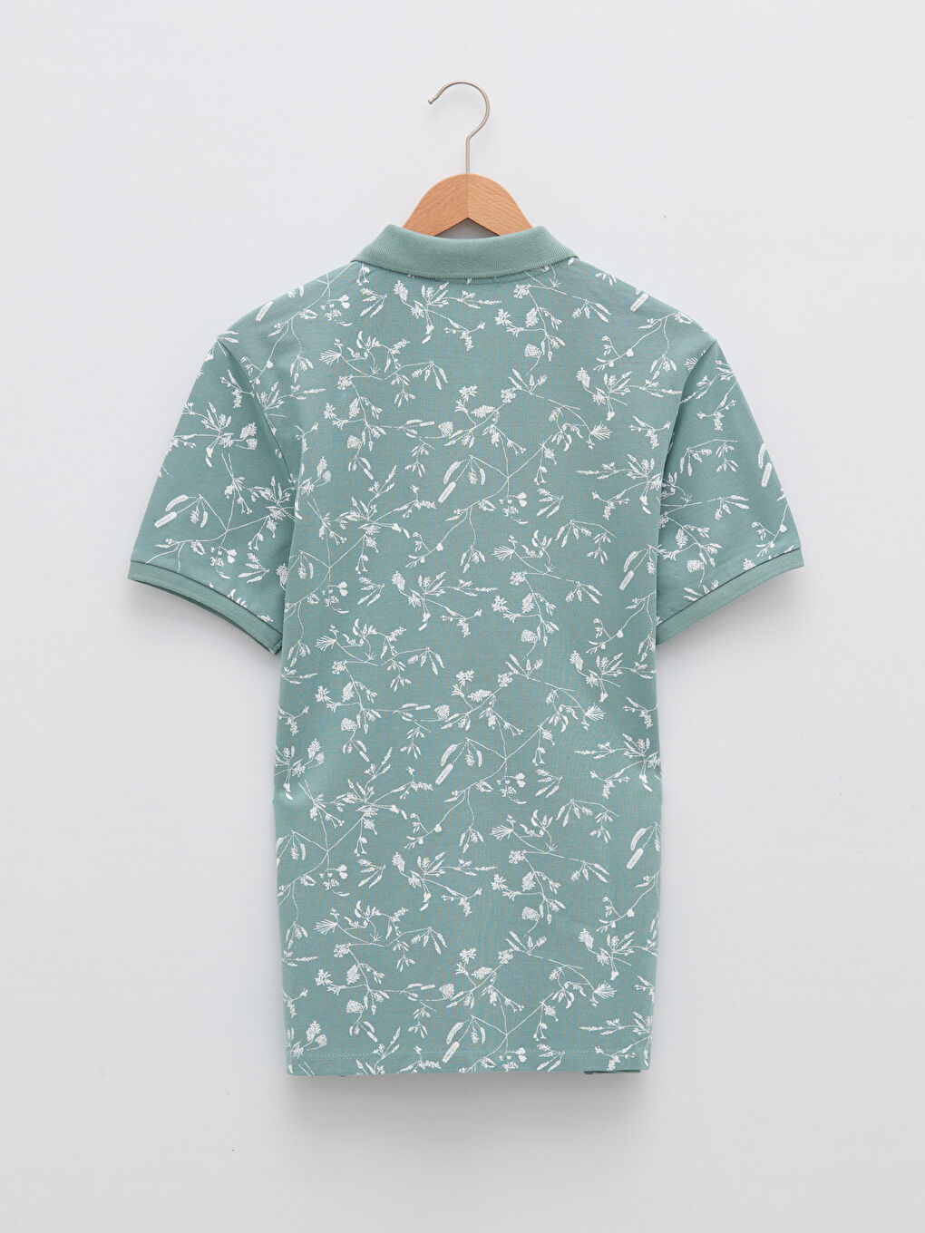 Polo Neck Short Sleeve Patterned Pique Men's T-Shirt-6