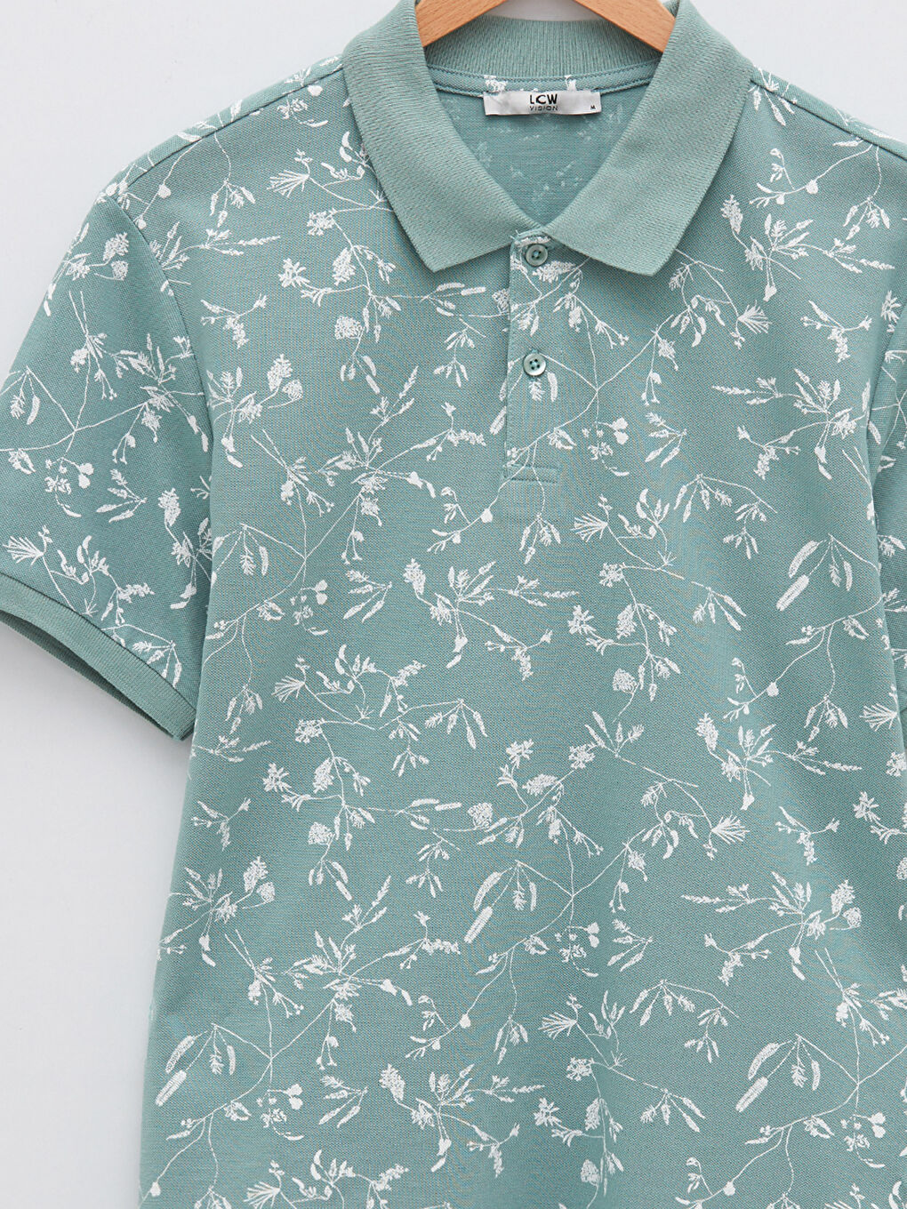 Polo Neck Short Sleeve Patterned Pique Men's T-Shirt-7