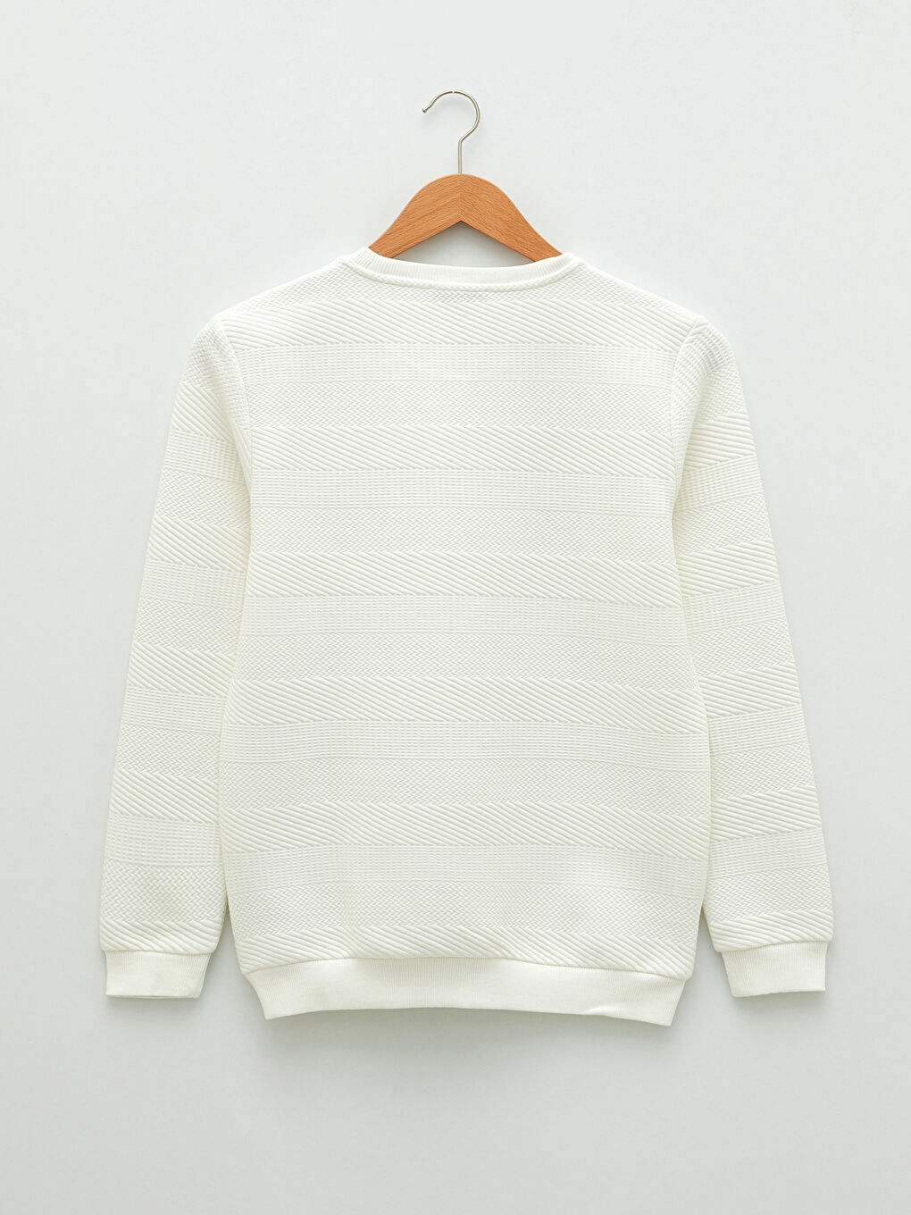 Ekru Bisiklet Yaka Uzun Kollu Erkek Sweatshirt-6