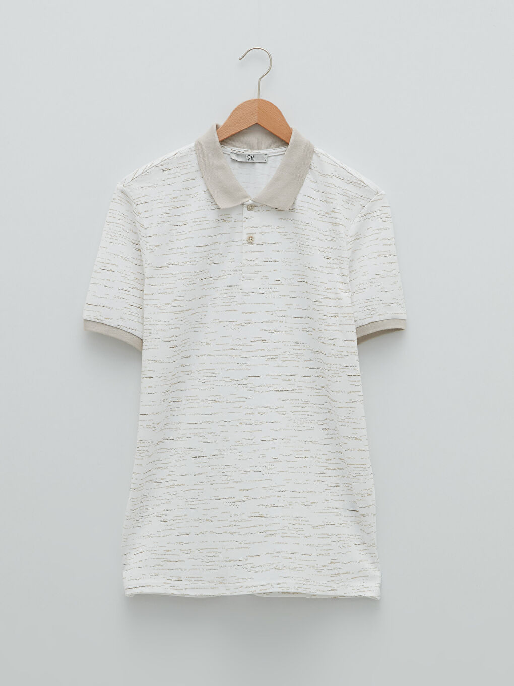 تي شورت رجالي بكم قصير وبكول بولو منقوش قماش بيكة-5