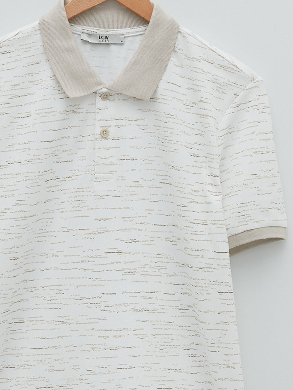 تي شورت رجالي بكم قصير وبكول بولو منقوش قماش بيكة-7