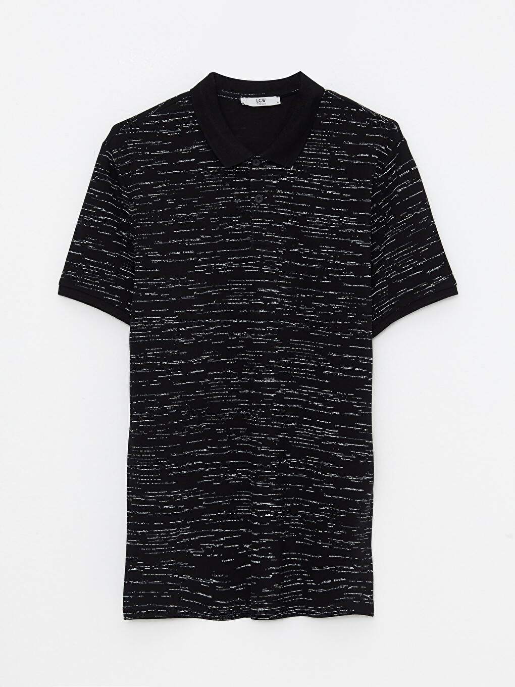 Polo Neck Short Sleeve Patterned Pique Men's T-shirt-5