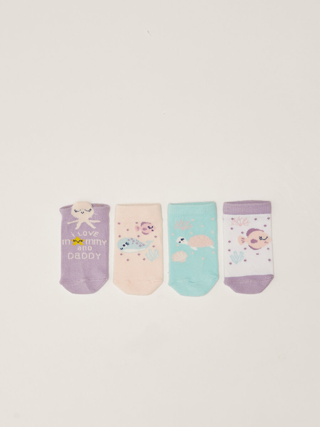 Отпечатани бебешки момичешки чорапи тип ботуши - опаковка от 4 броя-1