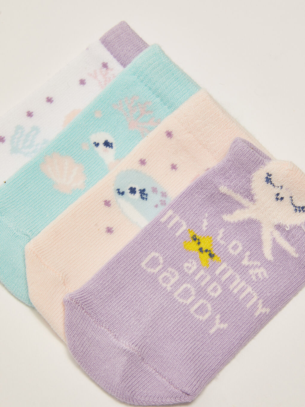 Отпечатани бебешки момичешки чорапи тип ботуши - опаковка от 4 броя-2