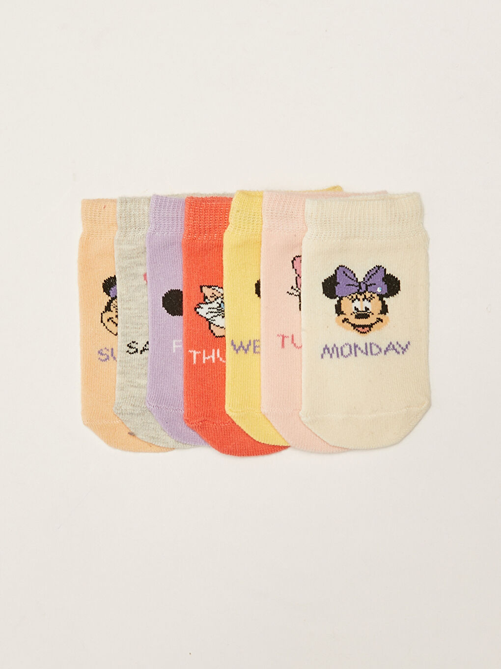 Minnie Mouse Printed Baby Girl Booties Socks 7 Pack