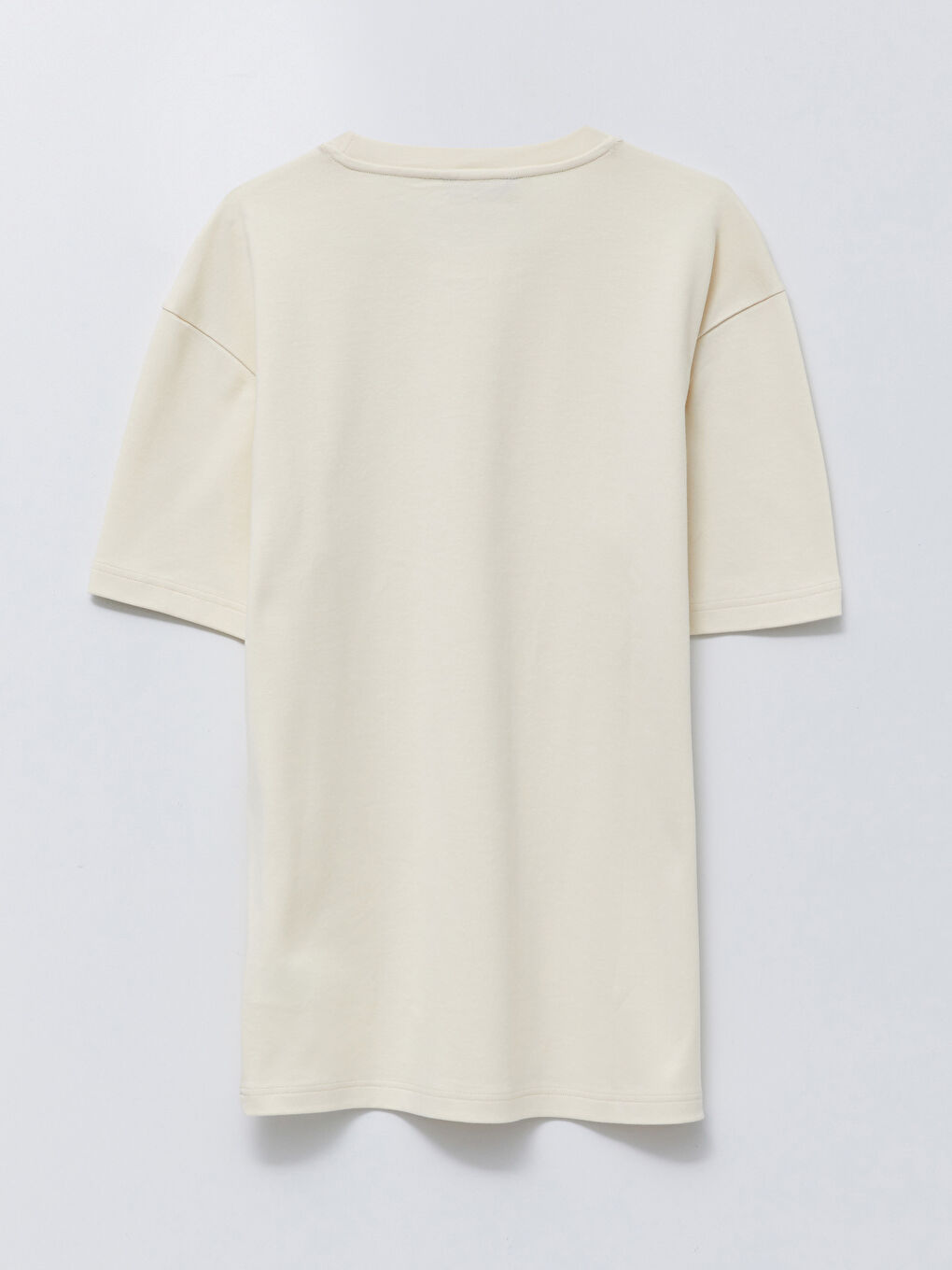 Bej Bisiklet Yaka Kısa Kollu Baskılı Penye Erkek Tişört-6