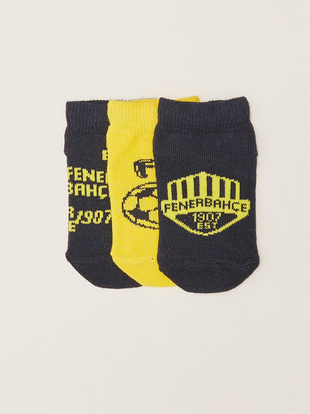 Lacivert Fenerbahçe Baskılı Unisex Bebek Taraftar Patik Çorap 3'lü