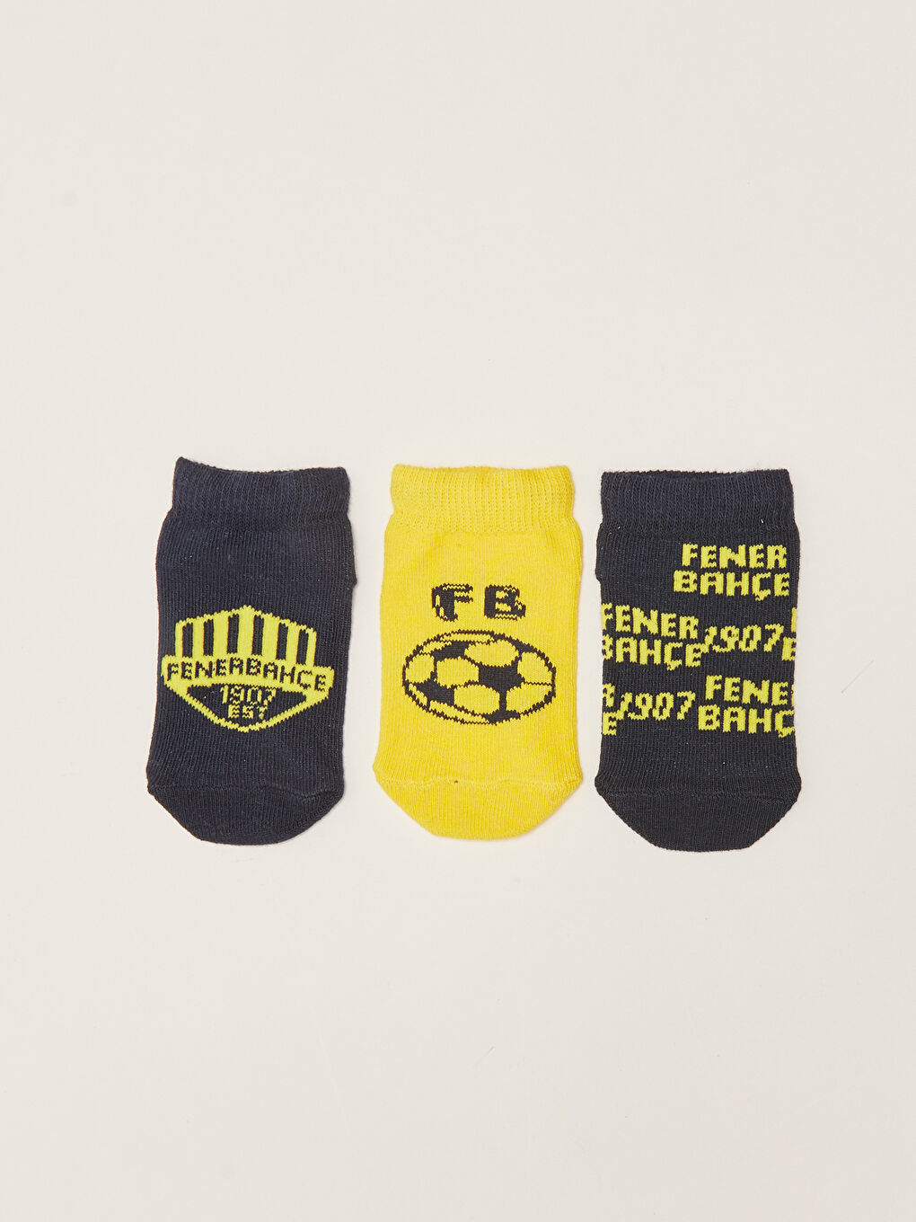 Lacivert Fenerbahçe Baskılı Unisex Bebek Taraftar Patik Çorap 3'lü-1