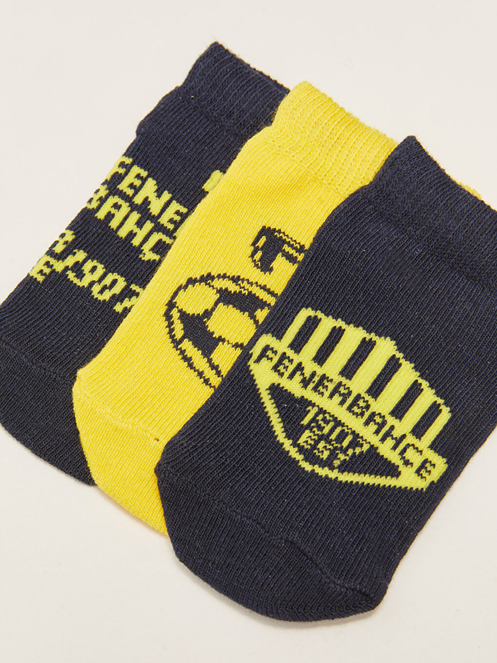 Lacivert Fenerbahçe Baskılı Unisex Bebek Taraftar Patik Çorap 3'lü-2