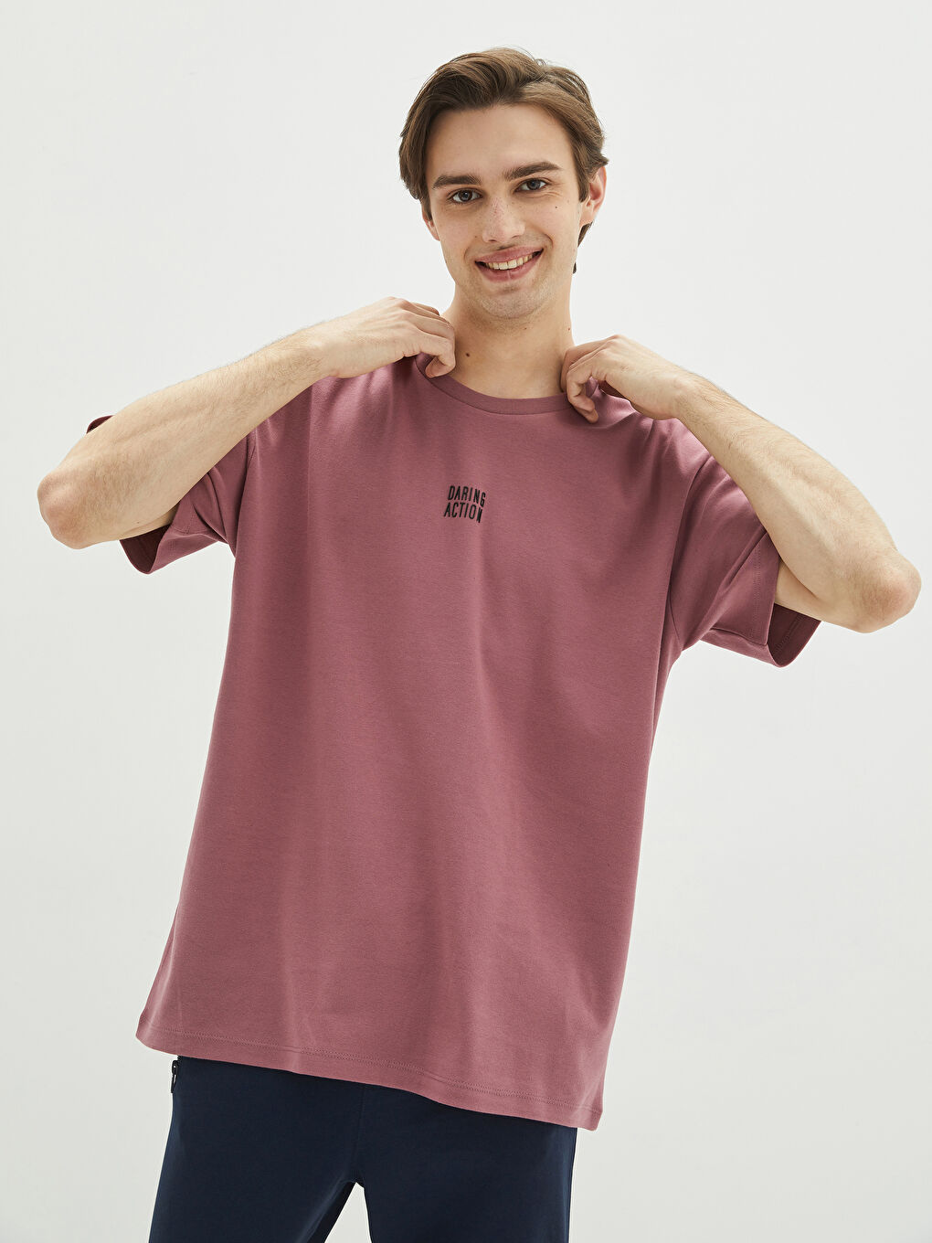 XSIDE Crew Neck Short Sleeve Printed Combed Cotton Men's T-shirt -S23851Z8-SCA
