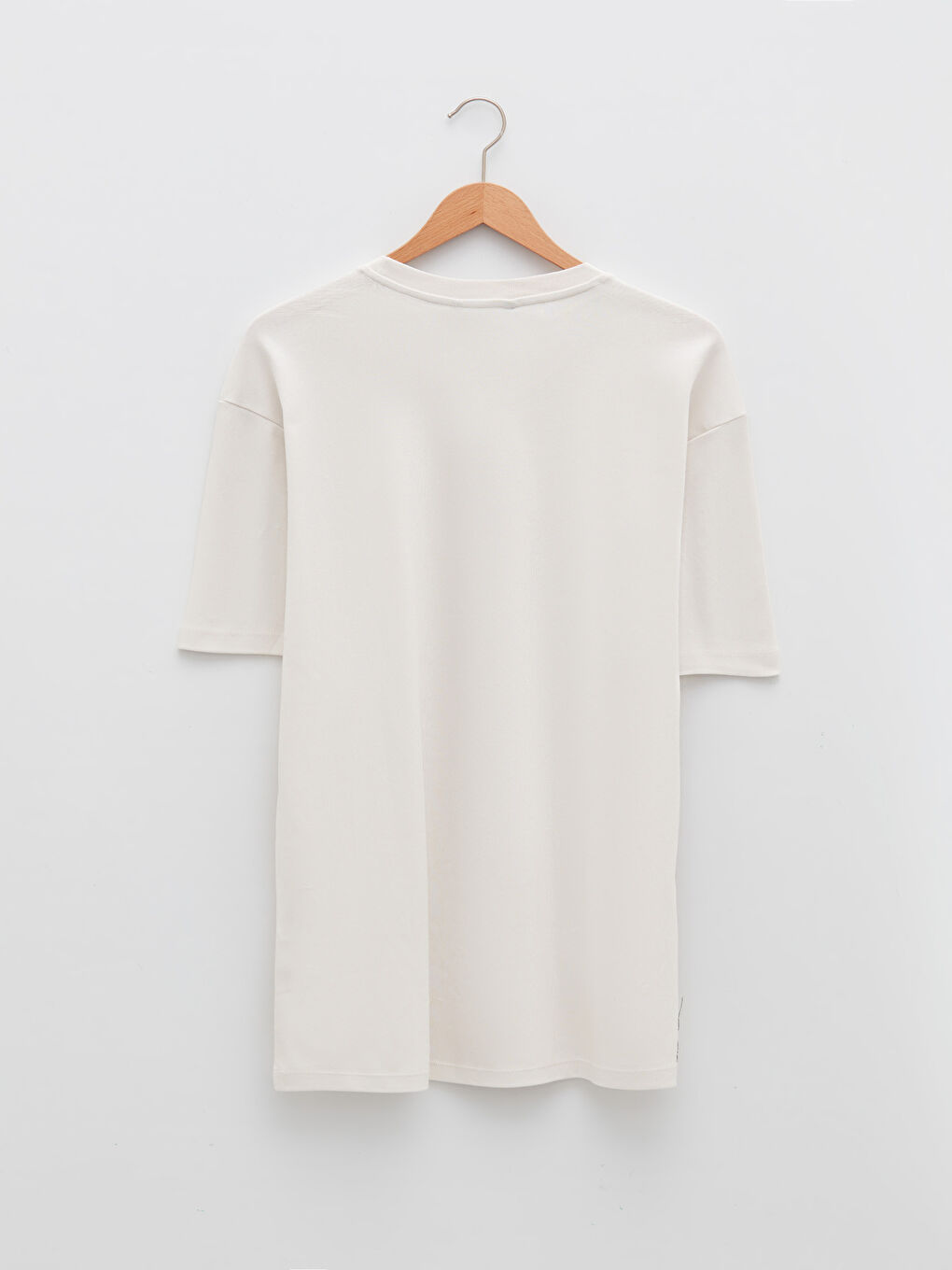 Bej Bisiklet Yaka Kısa Kollu Baskılı Penye Erkek Tişört-6