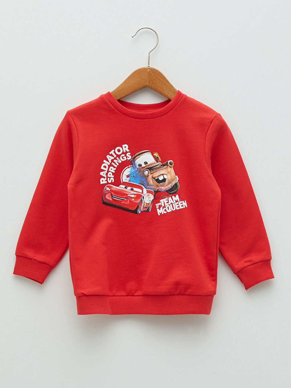 Crew Neck Long Sleeve Cars Printed Baby Boy Sweatshirt
