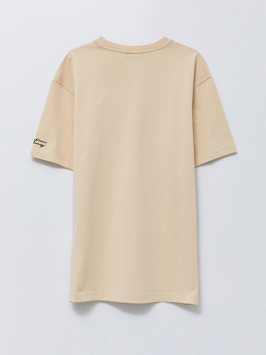 Bej Bisiklet Yaka Kısa Kollu Baskılı Penye Erkek Tişört-6