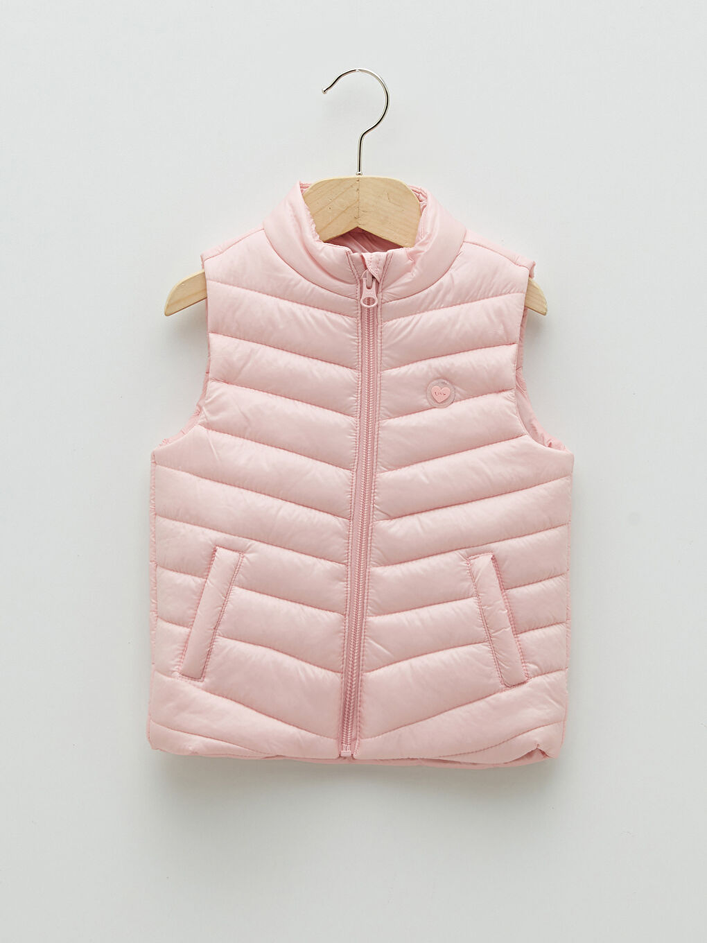 Vestă matlasată Basic pentru bebeluși fete cu guler tip pâlnie