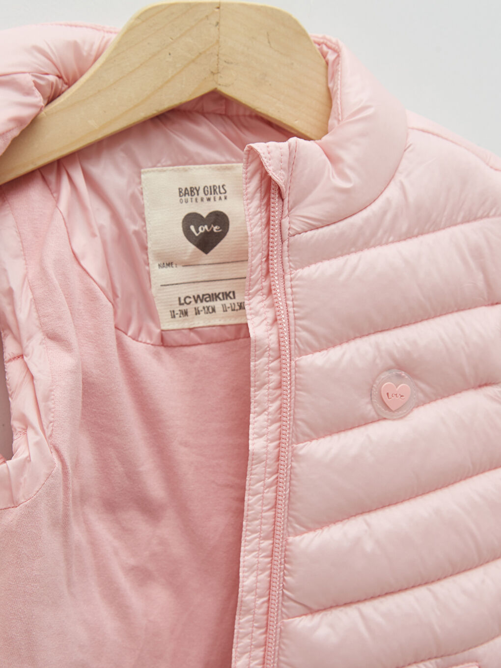 Vestă matlasată Basic pentru bebeluși fete cu guler tip pâlnie-2