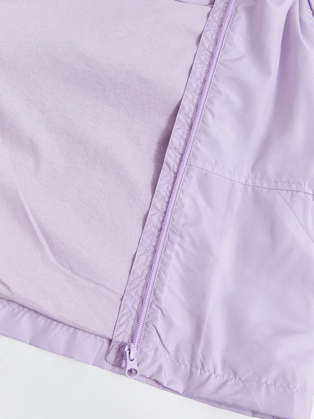 Lila Kapüşonlu Uzun Kollu Baskılı Kız Bebek Yağmurluk-3