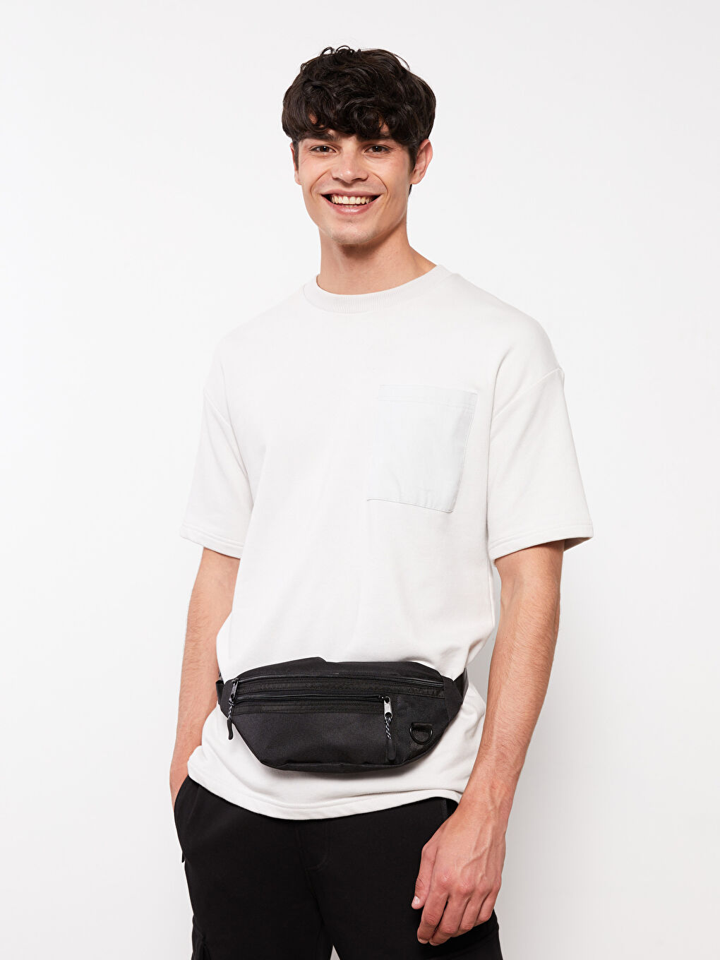 Siyah Düz Erkek Bel Çantası