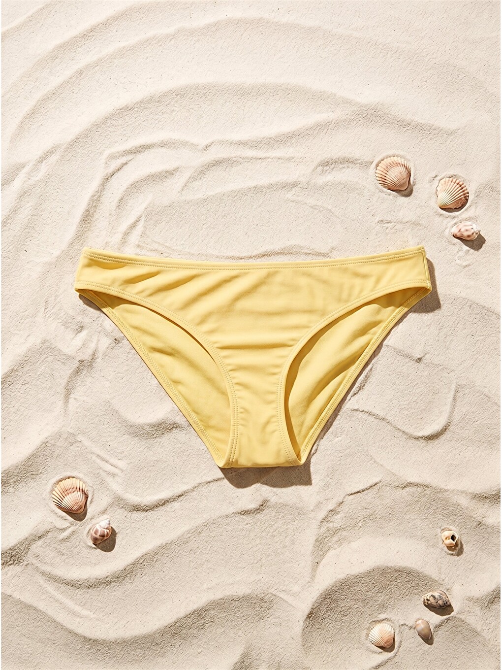 Sarı Düz Raşel Kumaş Kadın Bikini Alt