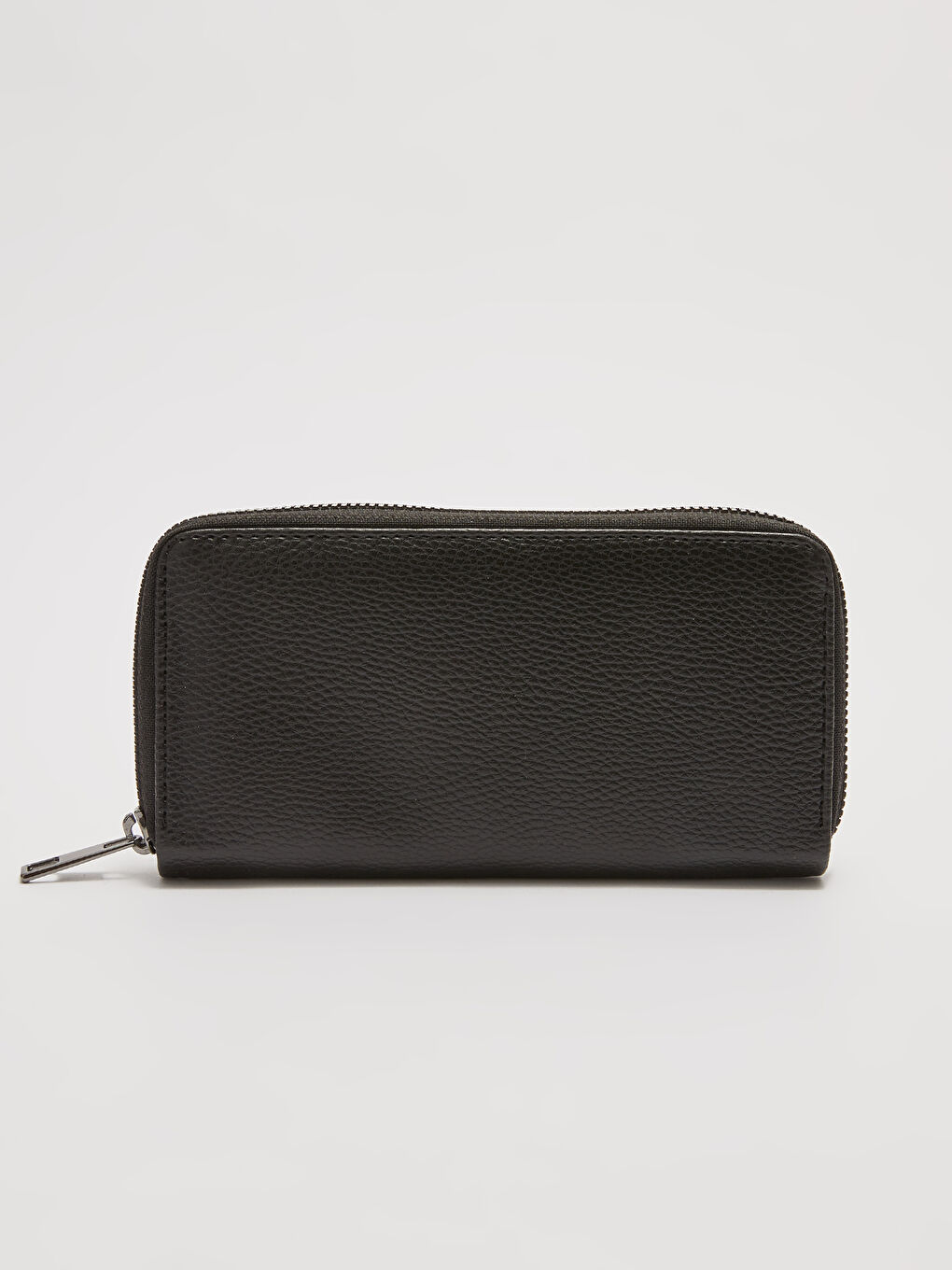 Siyah Deri Görünümlü Fermuarlı Erkek Cüzdan