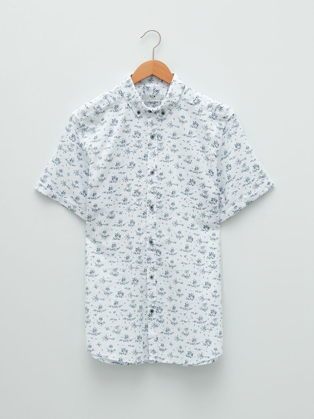 قميص رجالي ضيق بنقشة وأكمام قصيرة للرجال-5