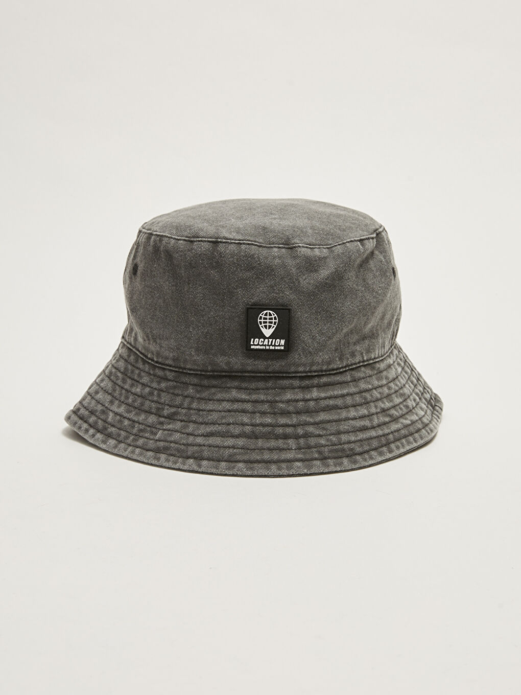 Antrasit Etiket Detaylı Erkek Bucket Şapka-1