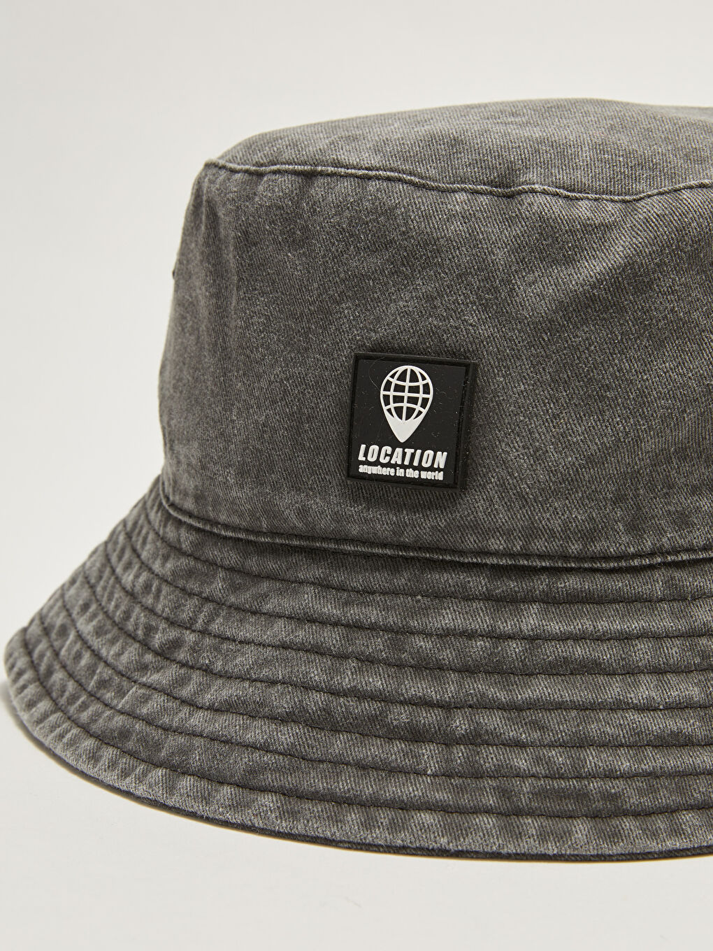 Antrasit Etiket Detaylı Erkek Bucket Şapka-2