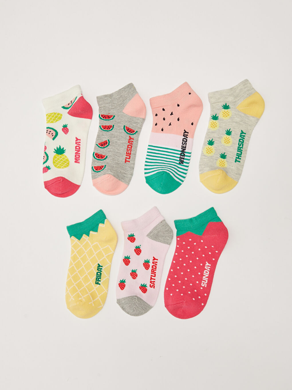 Patterned Girls' Trainer Socks 7 Pack-1